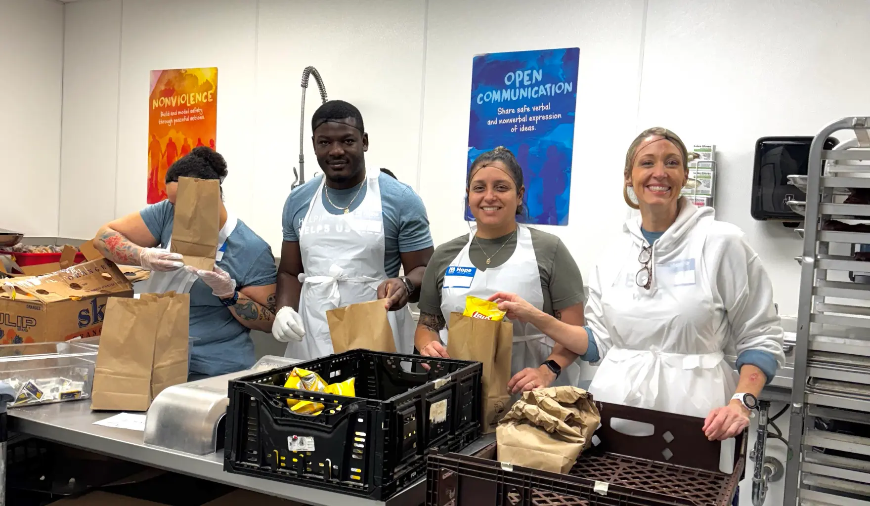 Volunteers in kitchen